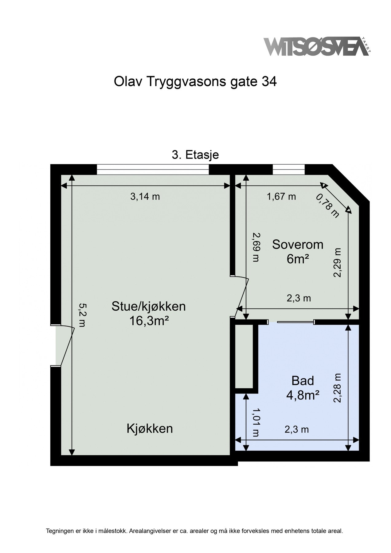 Planskisse fra takstmann Galleribilde