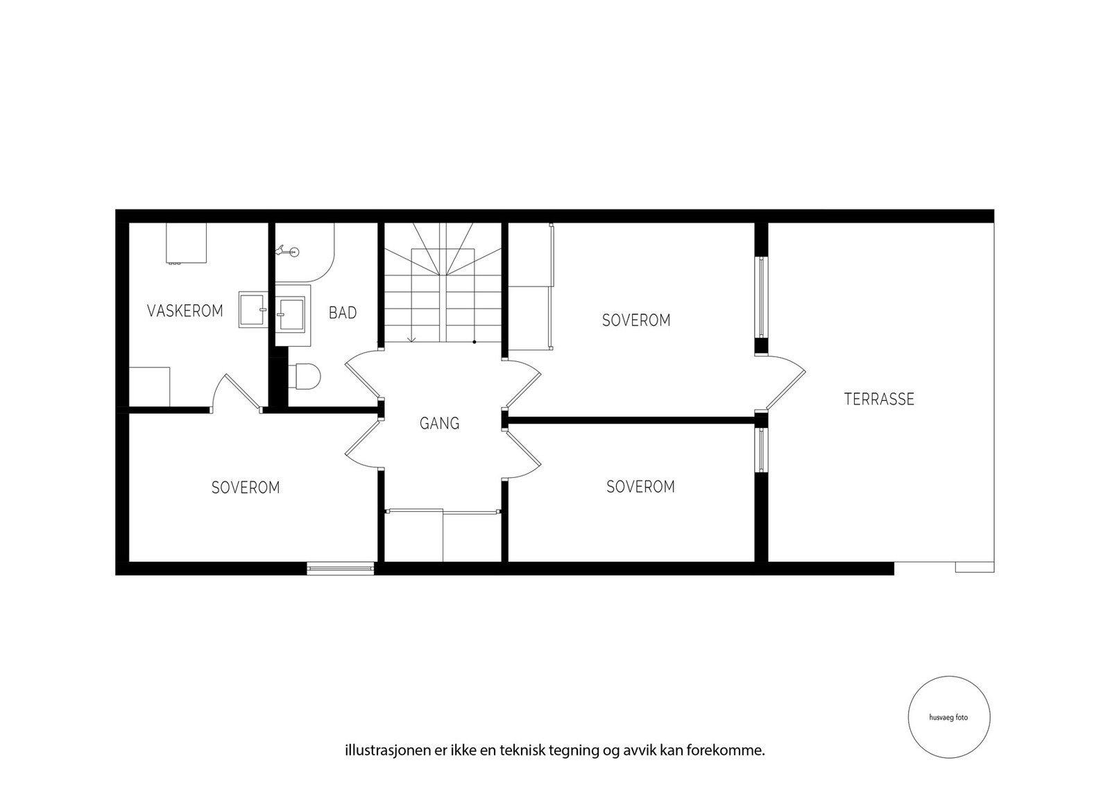 Plantegning underetasje ("soverommet" ved vaskerommet er ikke godkjent til rom for varig opphold) Galleribilde