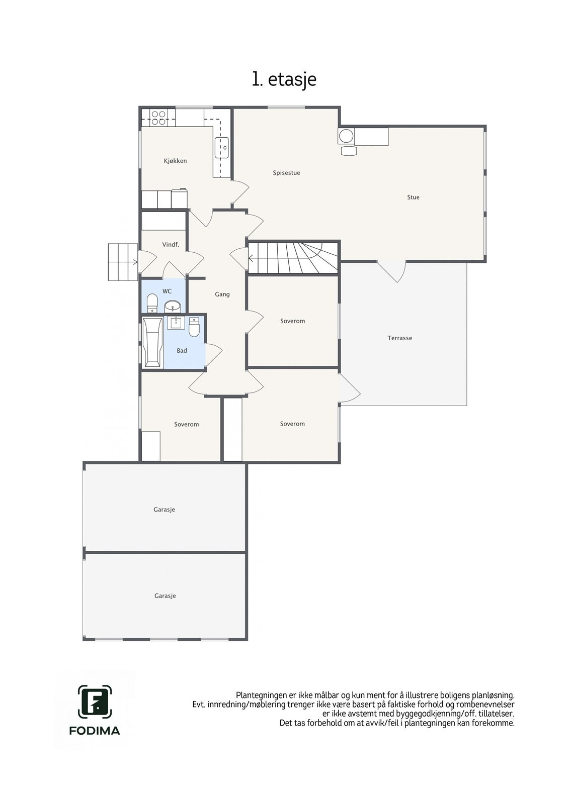 Plantegning overetasje/hovedetasje Galleribilde