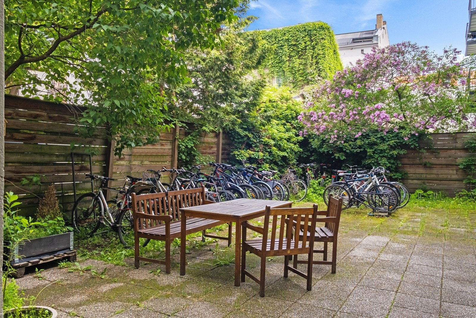 Sommerstid er det også sittegrupper og hyggelig beplantning her. Galleribilde