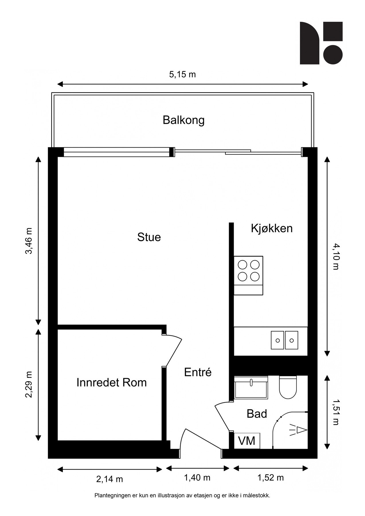 Målsatt plantegning Galleribilde