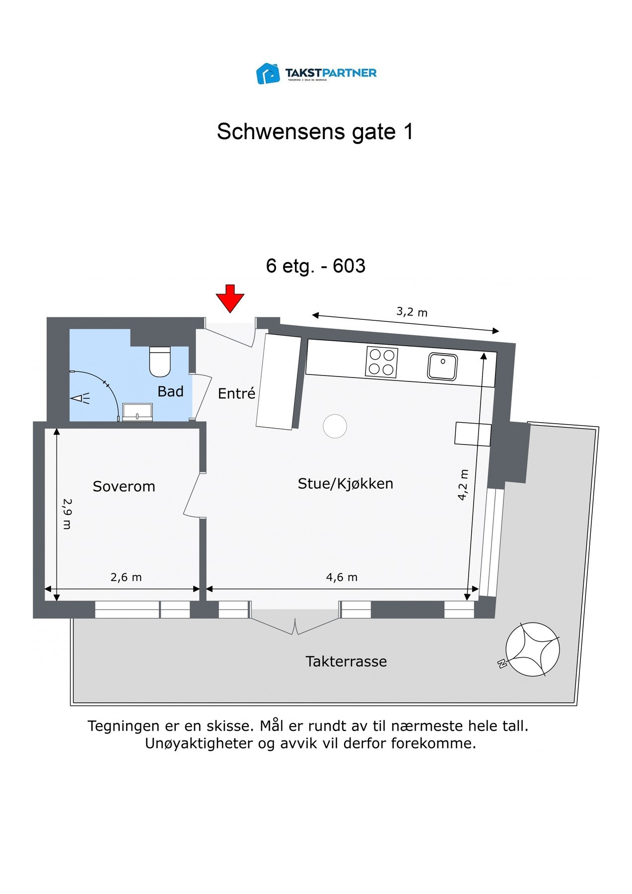 Toppleilighet beliggende i 6. etasje med heis. Galleribilde