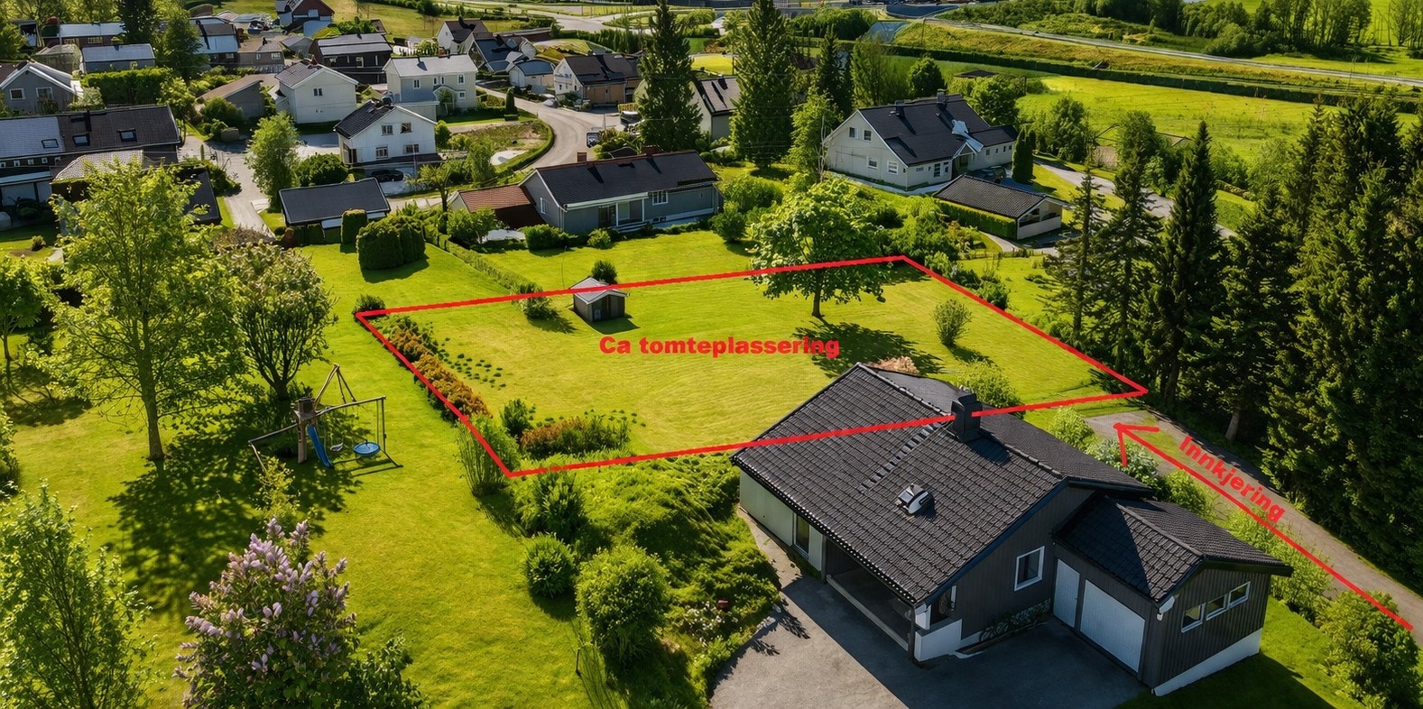 Tomtebilde sentral tomt på Ridabu Galleribilde