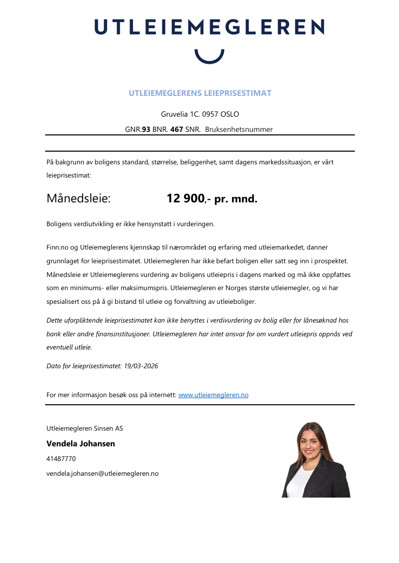Leieprisvurdeirng - Gruvelia 1C Galleribilde