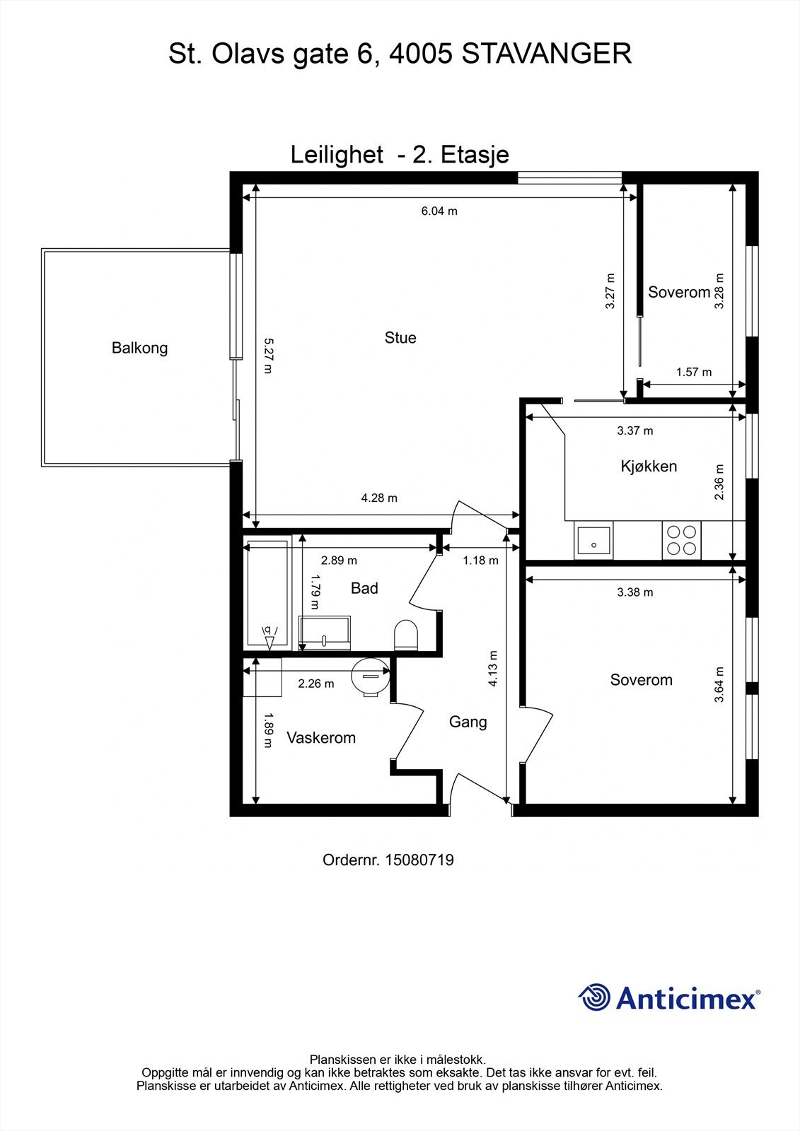 Planløsningen på 73 m² er godt utnyttet med en romslig stue, to soverom, separat kjøkken og et praktisk vaskerom. Galleribilde
