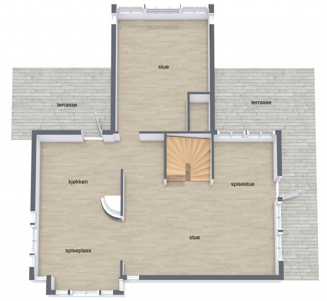Hovedplan inneholder to stuer og kjøkken. Galleribilde