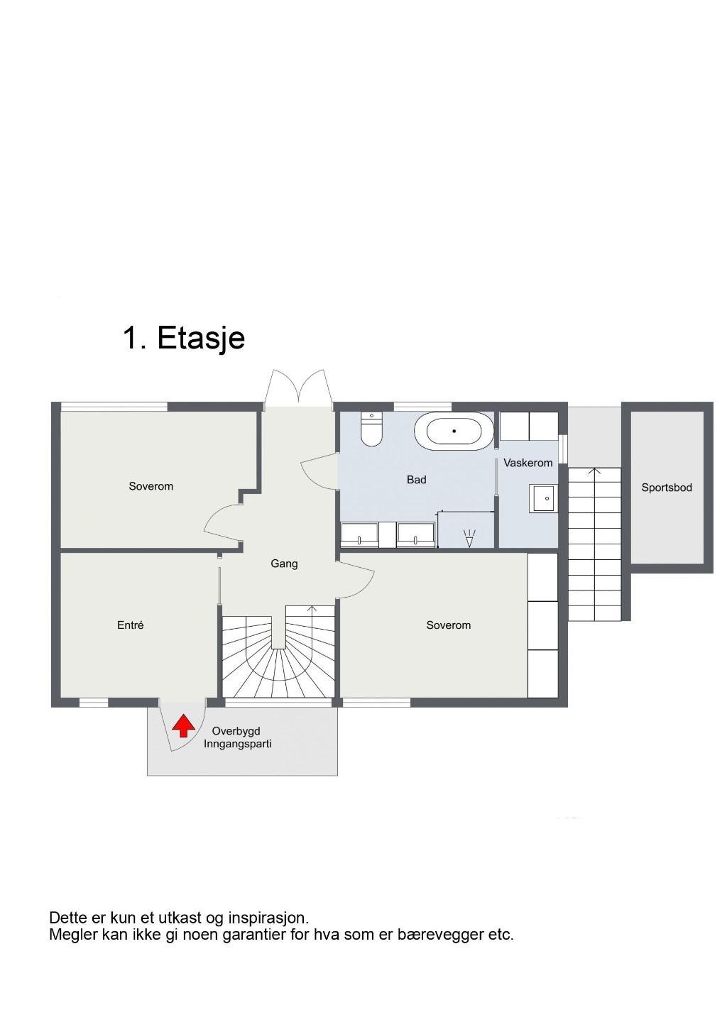 Plantegning 1.etg Galleribilde
