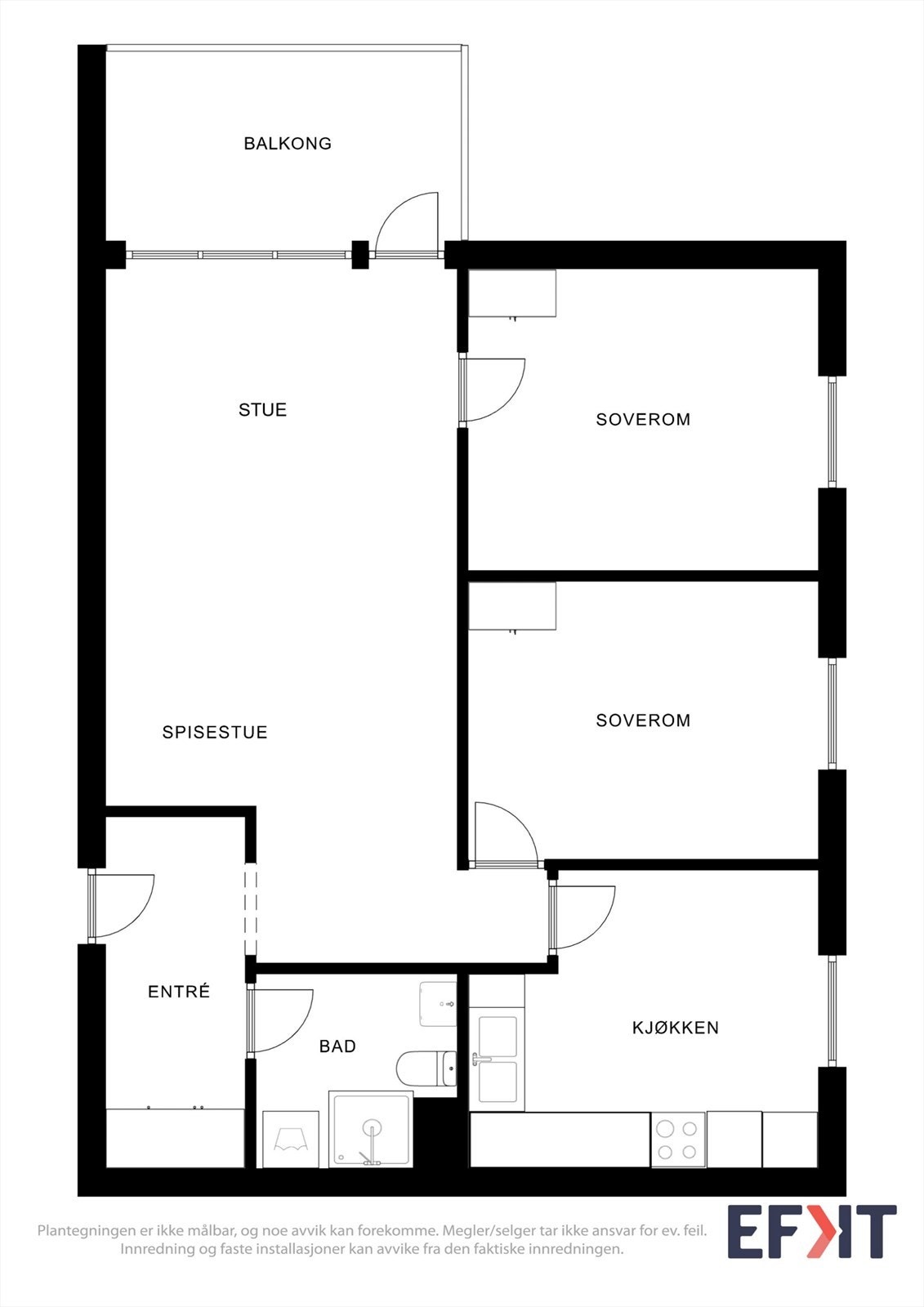 En 3-roms andelsleilighet i 4. etasje med en arealeffektiv planløsning på 74 m² og et stort potensial for å skape ditt eget hjem. Galleribilde