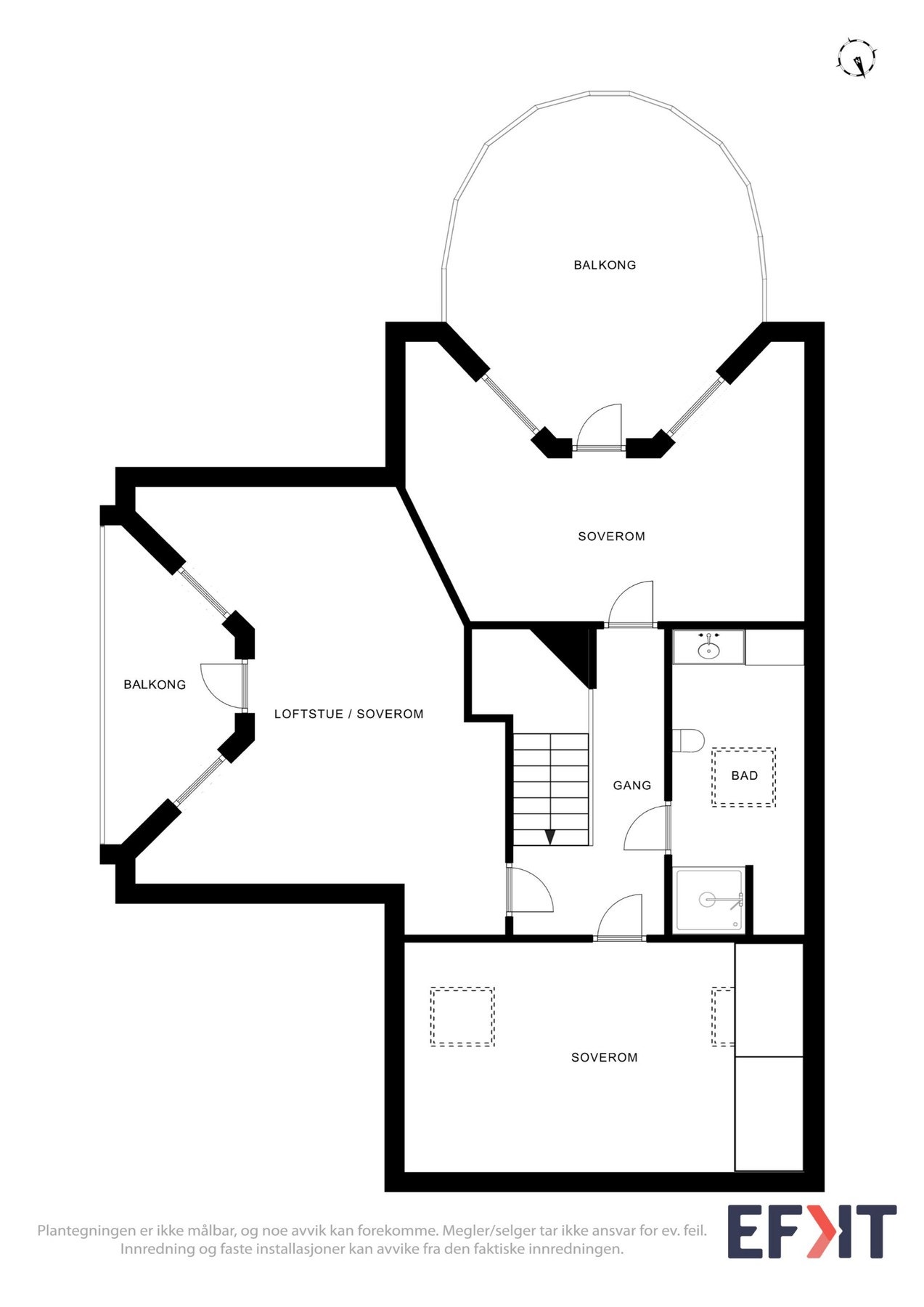 Plantegning som viser boligens loftsetasje. Galleribilde