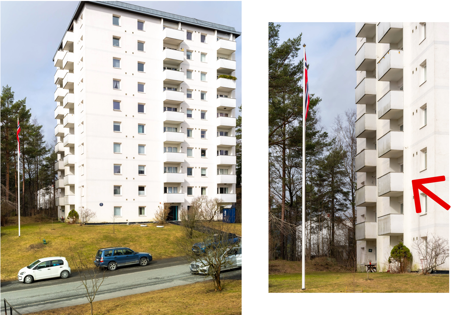 Det gjøres oppmerksom på at inngangsetasjen er "grunnetasje". Altså at man også kan tolke denne til 3. etasje Galleribilde