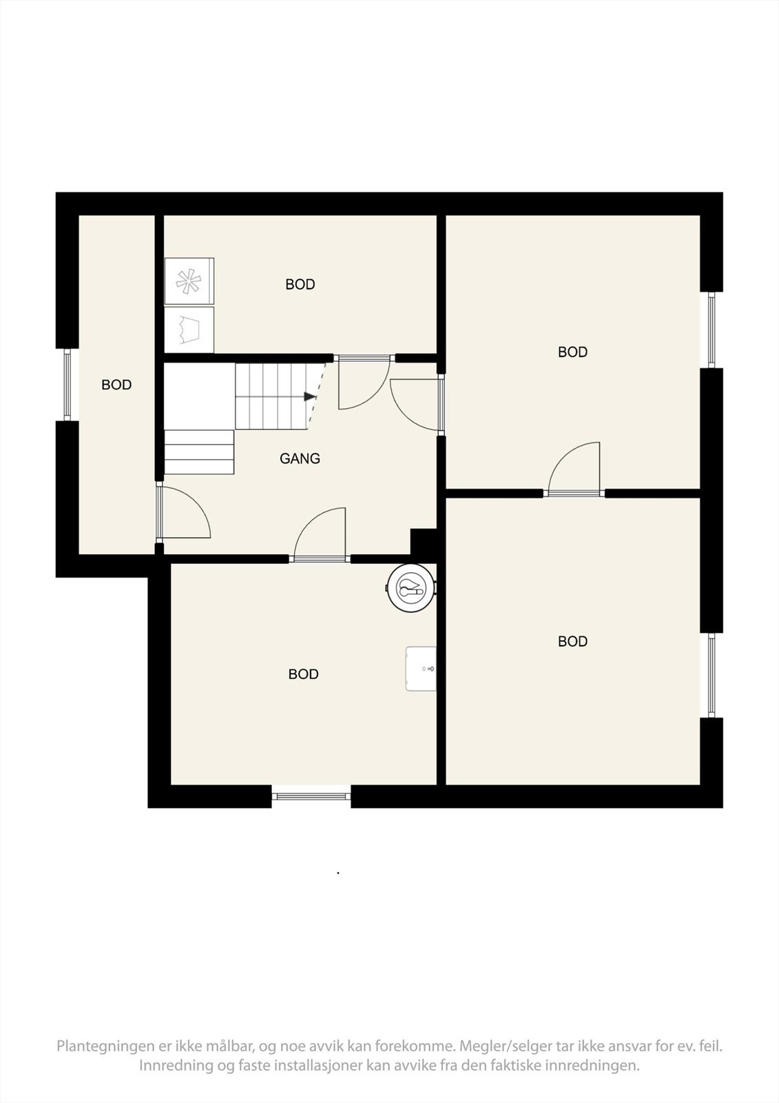 Plantegning for kjeller i Sannervegen 41. Galleribilde