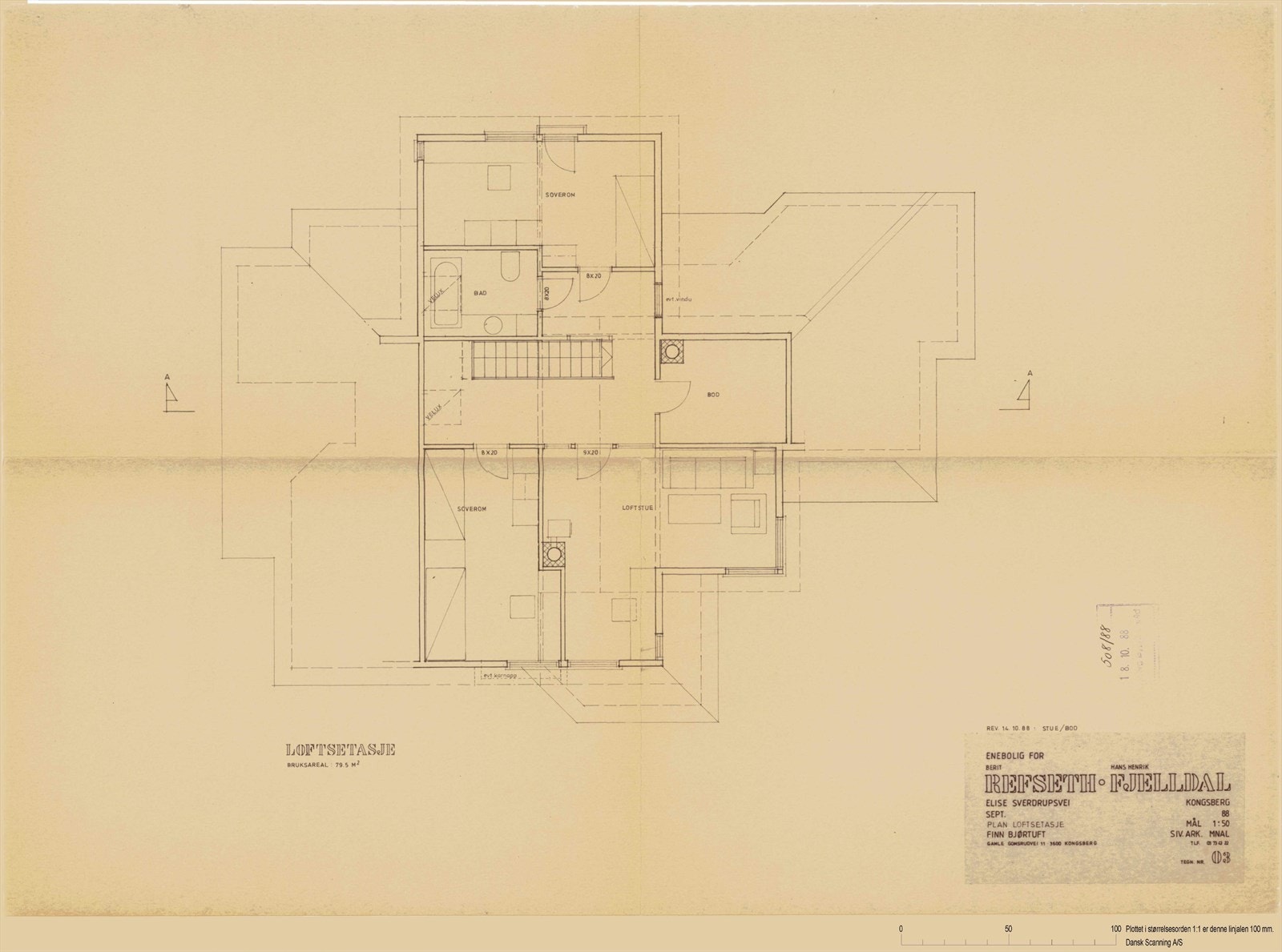 Planskisse 2 etg - Byggemeldt tegning. Galleribilde
