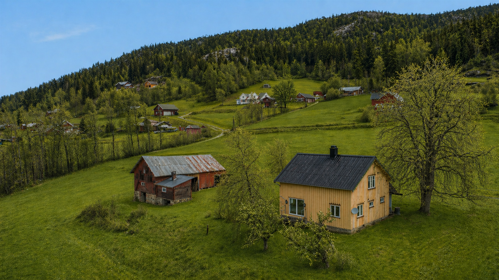 Krogsveen v/Sander Stølan presenterer Granlivegen 65! Foto: Danny Twang. Bildet er redigert med bruk av AI for å fjerne snø, noe avvik vedr. tak etc. kan forekomme. Galleribilde