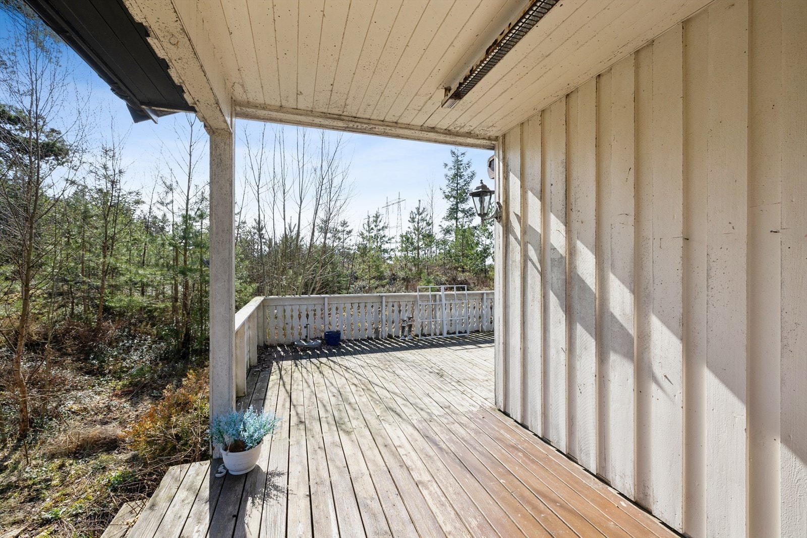Boligen ligger usjenert til inntil skog og mark. Galleribilde
