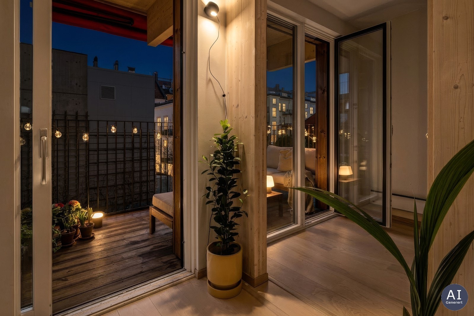 Det er to utganger til balkongen - en fra spisestuen og en fra stuen. Galleribilde