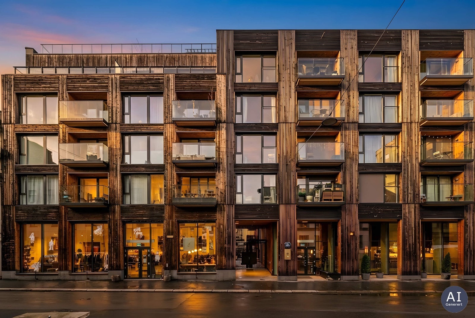 Moderne boligblokk fra 2019 med en karakteristisk fasade bygget av Aspelin Ramm. Galleribilde