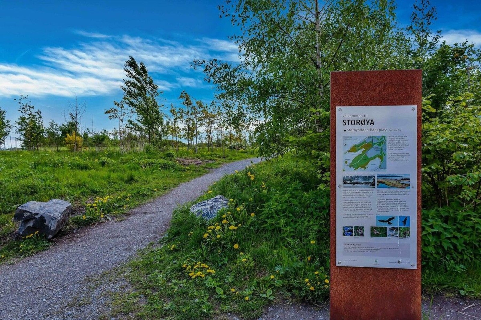 Fornebu har et overraskende stort turstinett, både for gående og syklende. Vinterstid kjøres det noen ganger skiløyper på stiene også. Galleribilde