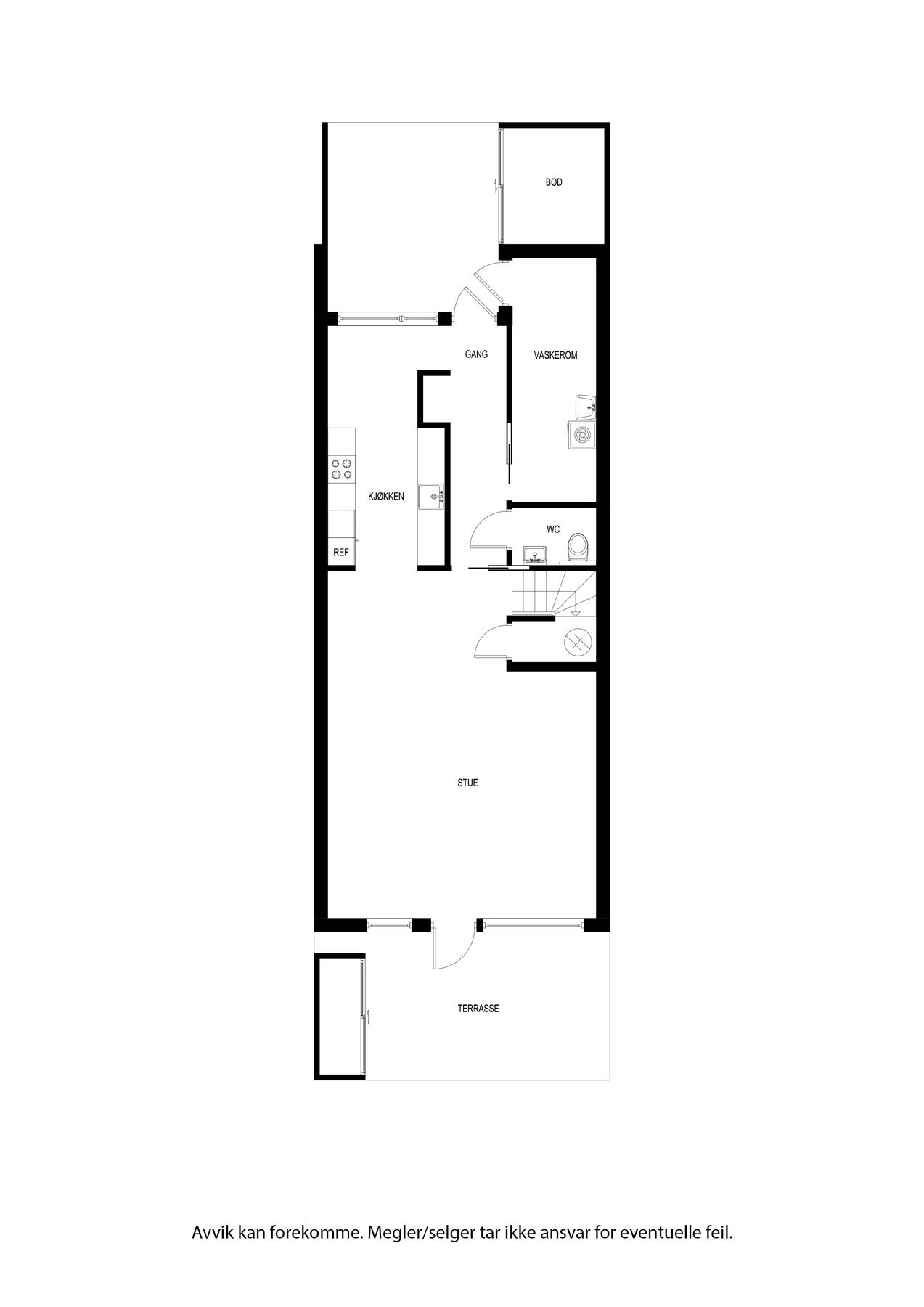 Plantegning 1 etg. Kan avvike fra faktiske forhold. Galleribilde