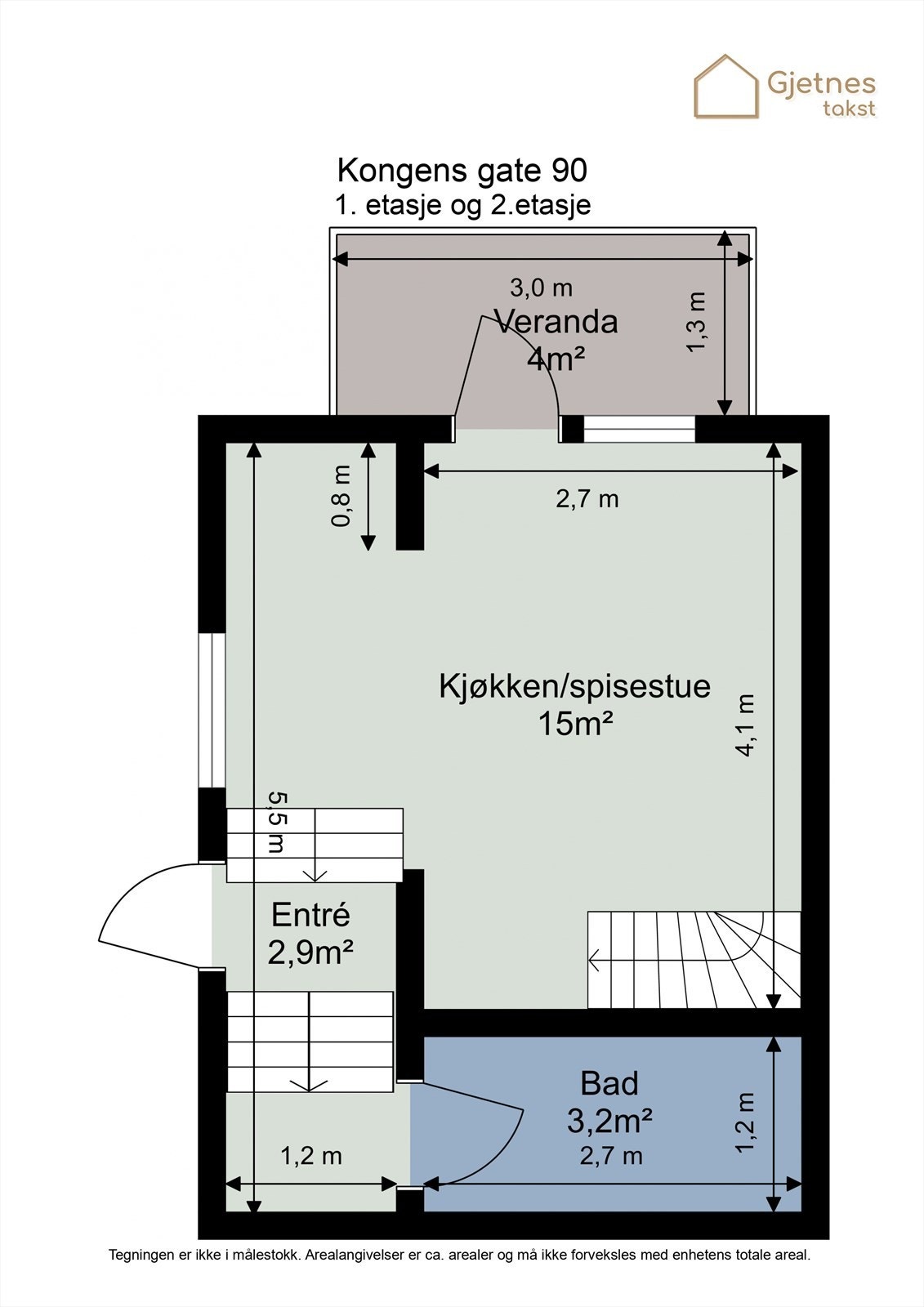 Planskisse 1 og 2 etg. Galleribilde