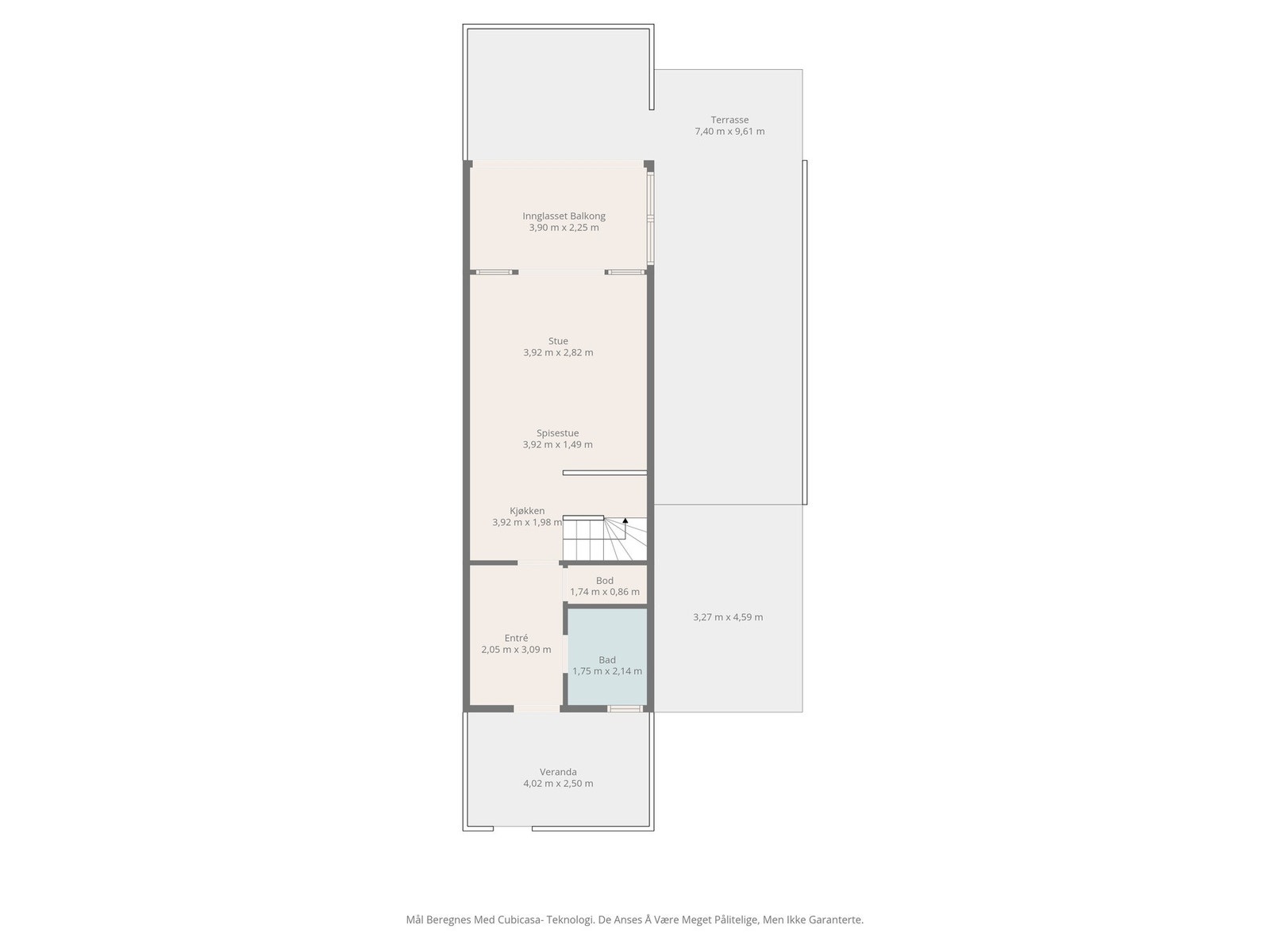 Plantegning 1. etasje. Obs: Mål er ikke 100% nøyaktige. Galleribilde