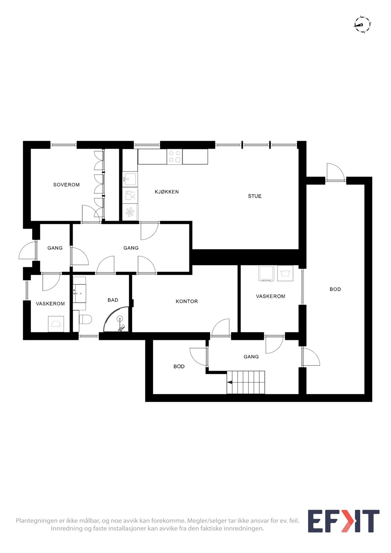 Boligens planløsning - Kjelleretasje. Galleribilde