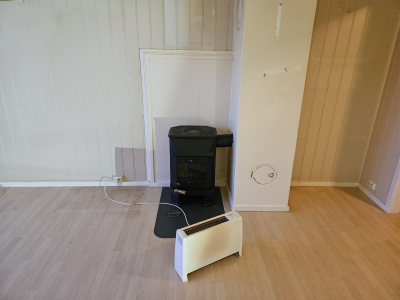 Stue med vedovn Galleribilde