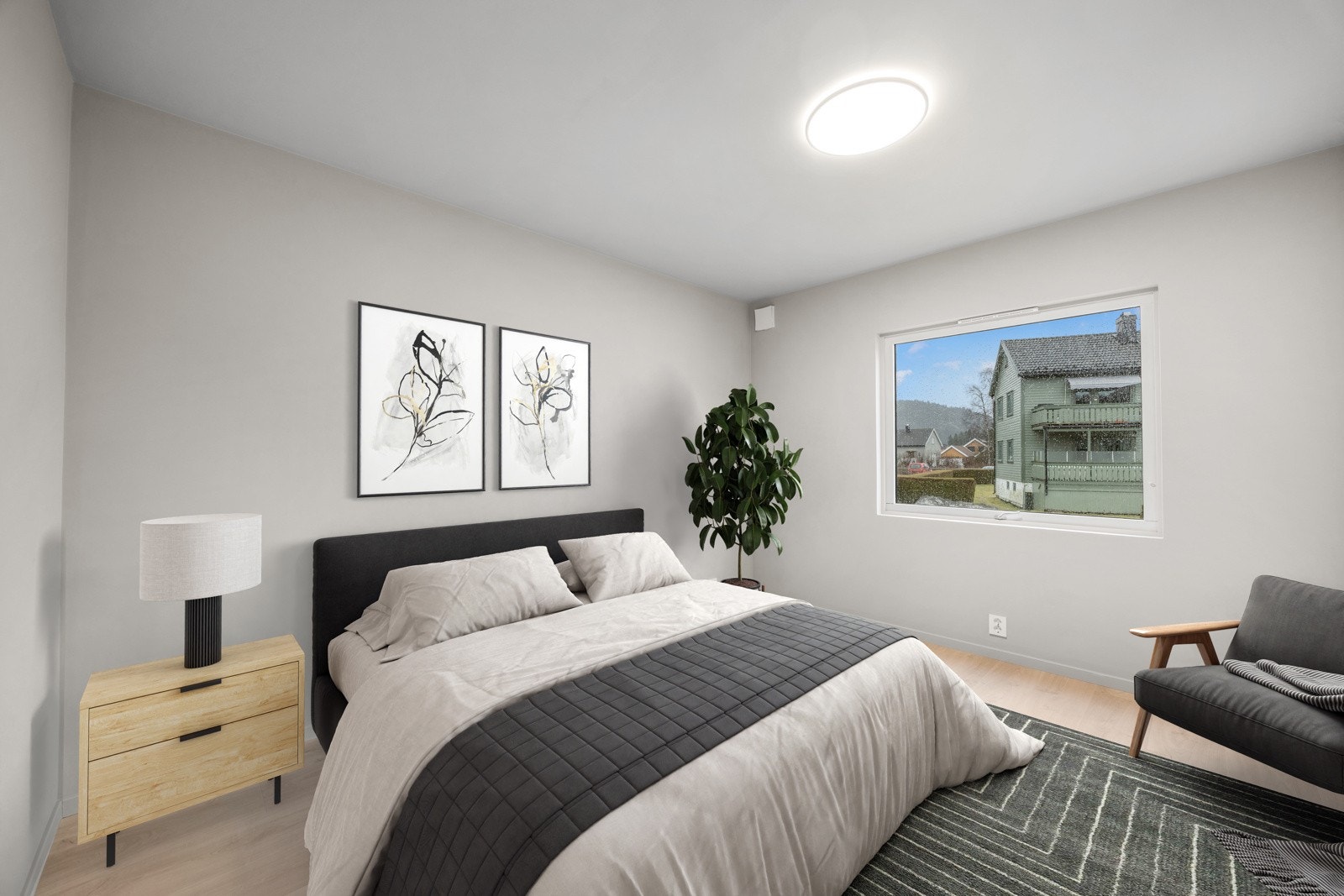 Master bedroom - bildet er digitalt stylet for å illustrere leiligheten Galleribilde