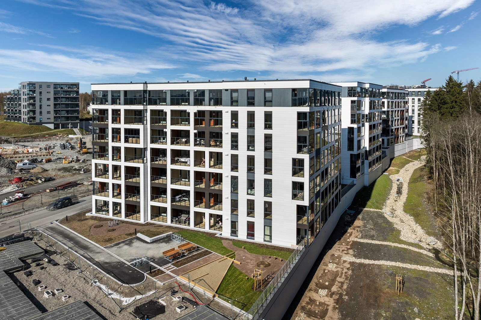 Bygg M består av 63 boligenheter, nyoppført i 2026. Galleribilde