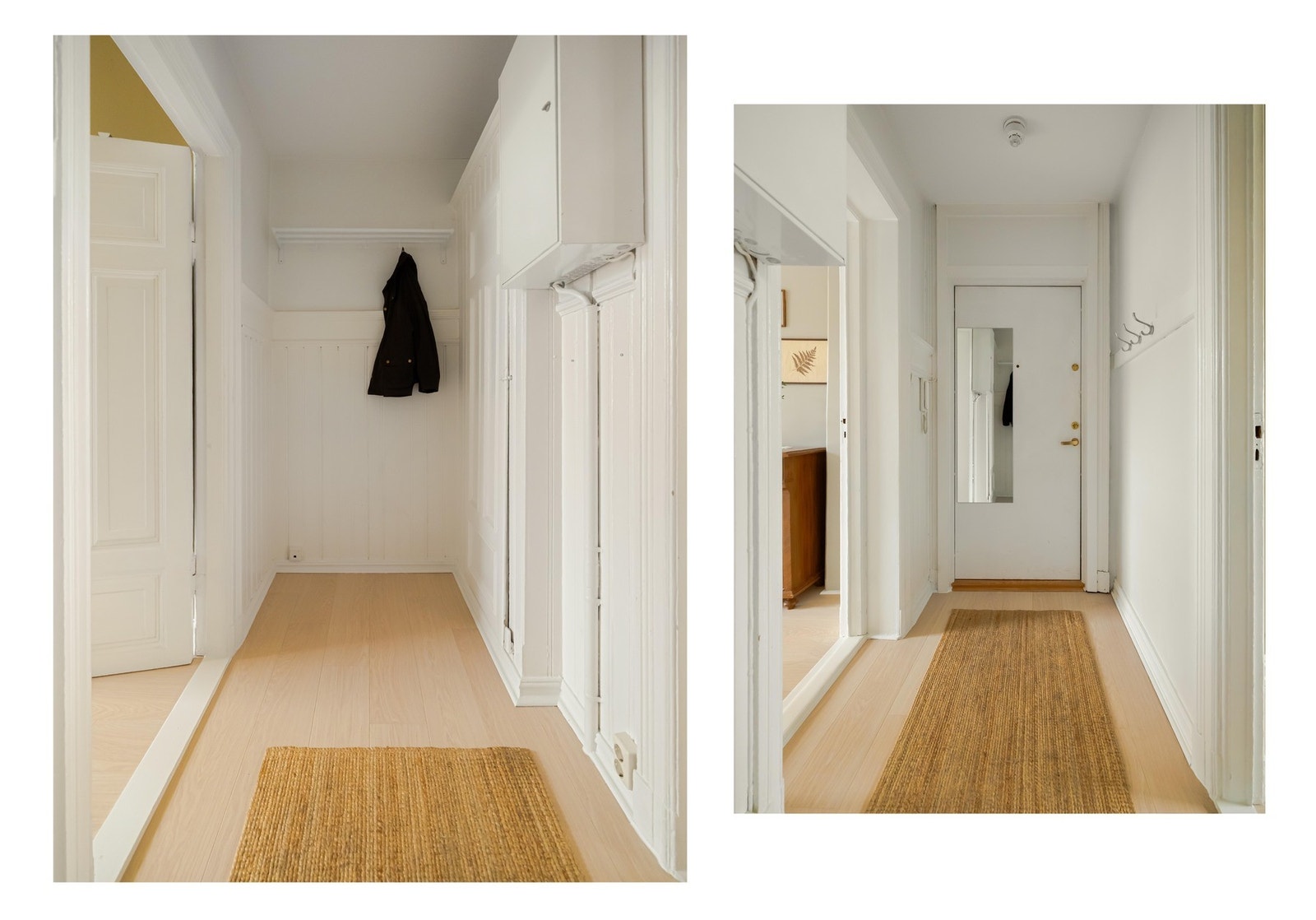 Gangen gir et godt førsteinntrykk når du kommer inn. Det er plass til å henge fra seg jakker og plassere sko i praktisk, originalt garderobeskap. Galleribilde