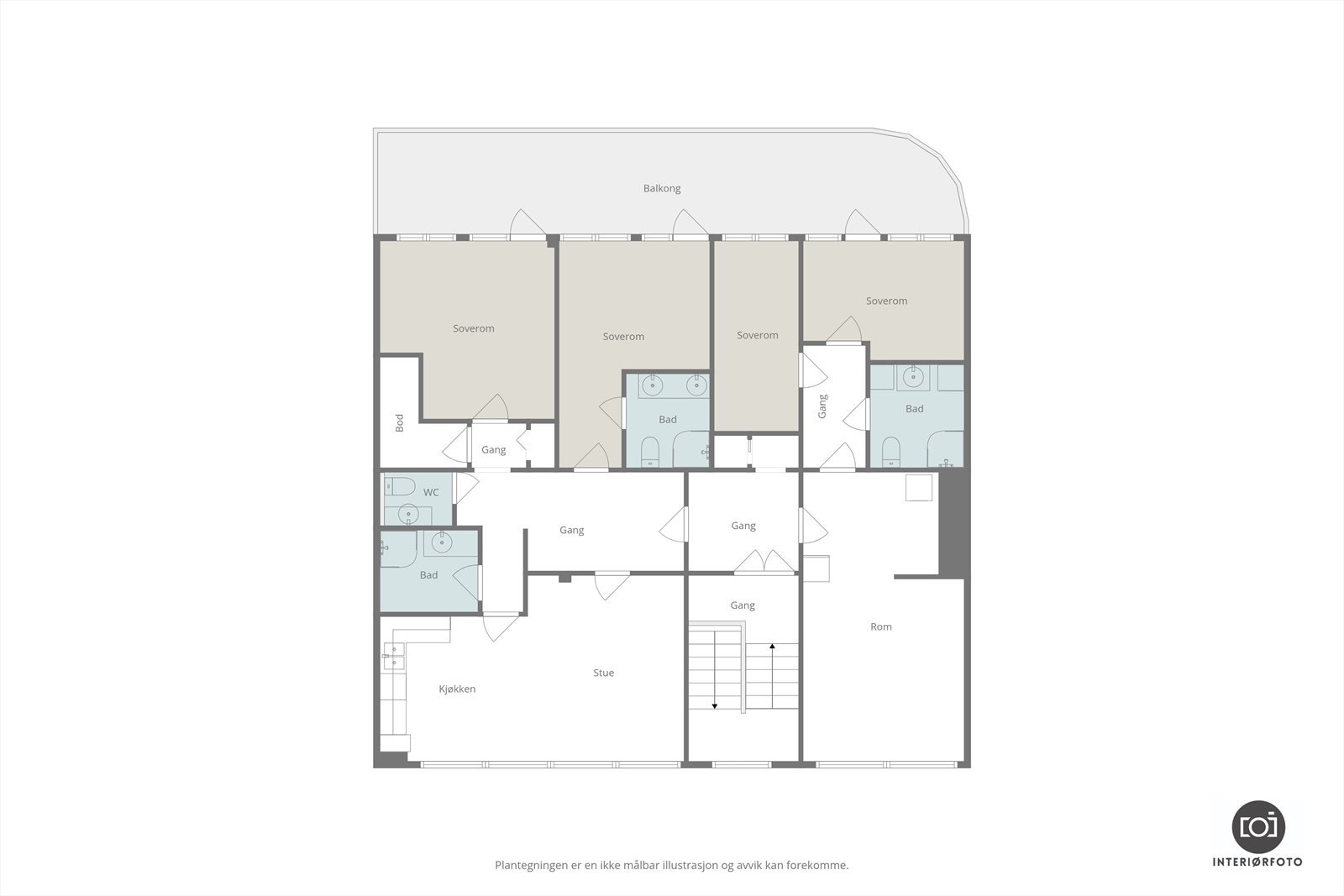 Plantegning 2. etasje(2 leiligheter - ikke godkjent) Galleribilde