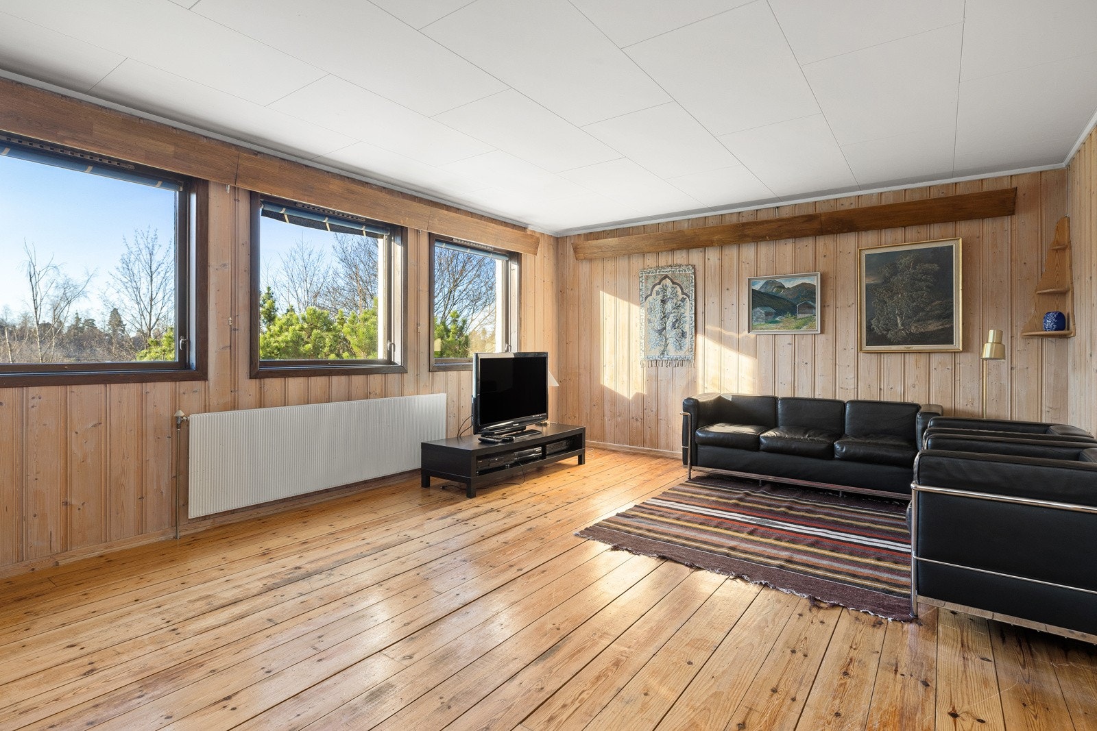 Stuen i underetasjen er romslig og har gode møbleringsmuligheter med god plass til en stor sofagruppe. Galleribilde