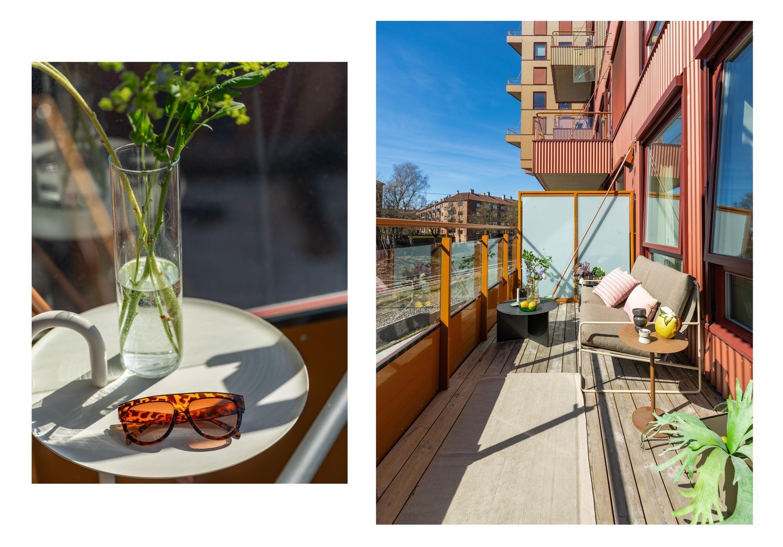 Glassfeltene i rekkverket sikrer lys og koselig utsyn mot idylliske grøntområder på Kampen. Det er selvfølgelig tillatt med grill på balkongen (elektrisk eller gass). Galleribilde