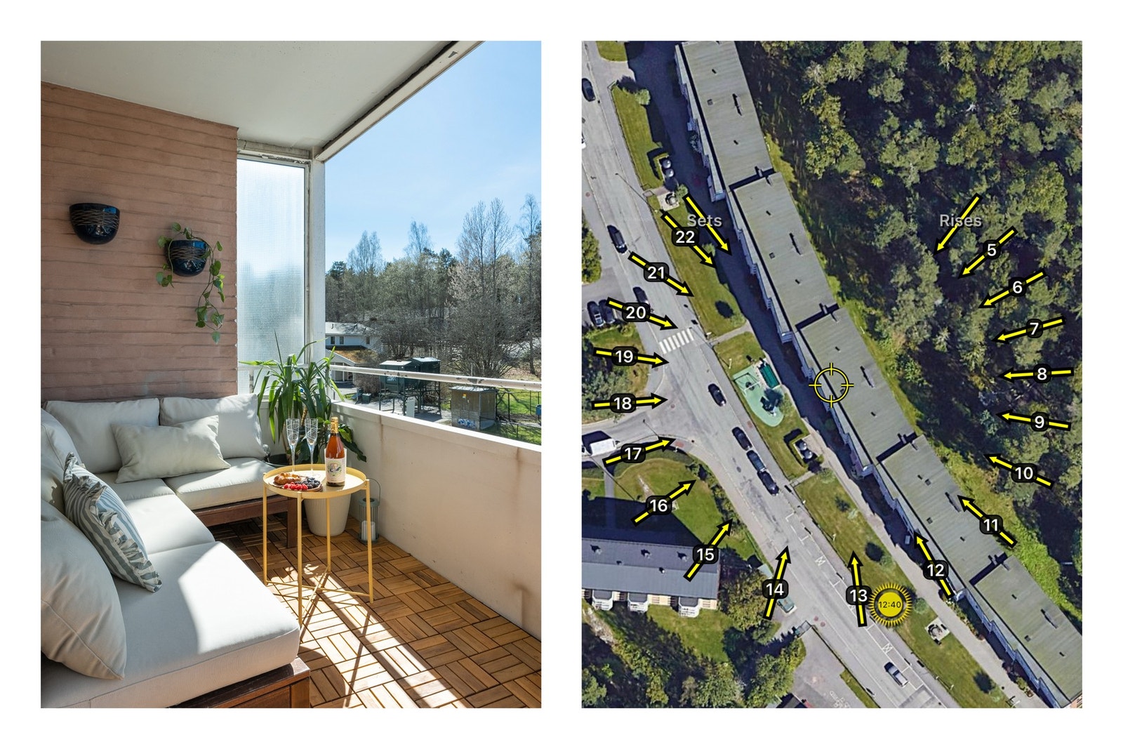 Svært optimale solforhold med kveldssol, og i sommerhalvåret nytes solen allerede fra ca. kl. 12. Galleribilde