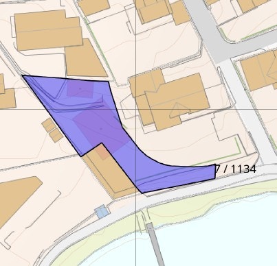 Lilla markering viser tomta sitt areal Galleribilde
