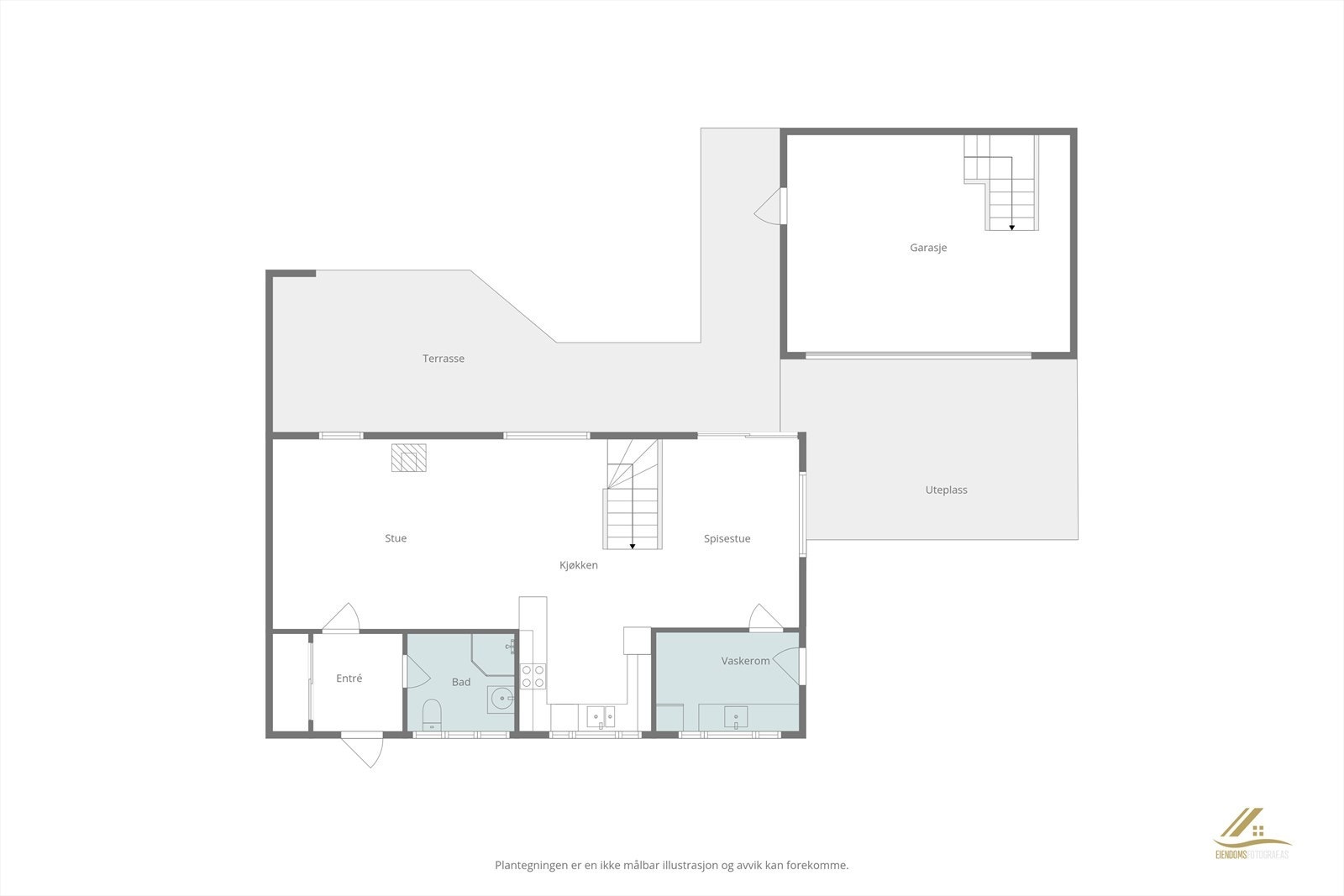 Plantegning - 1. etg. - Bolig og garasje Galleribilde