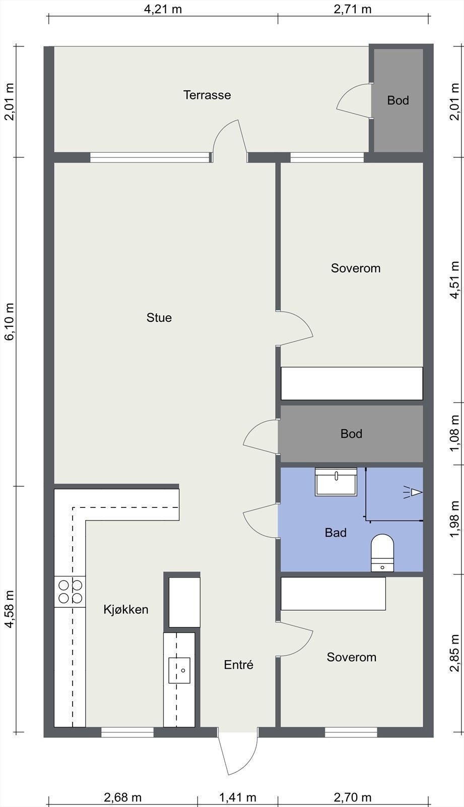 Svært god planløsning med store, gode rom Galleribilde