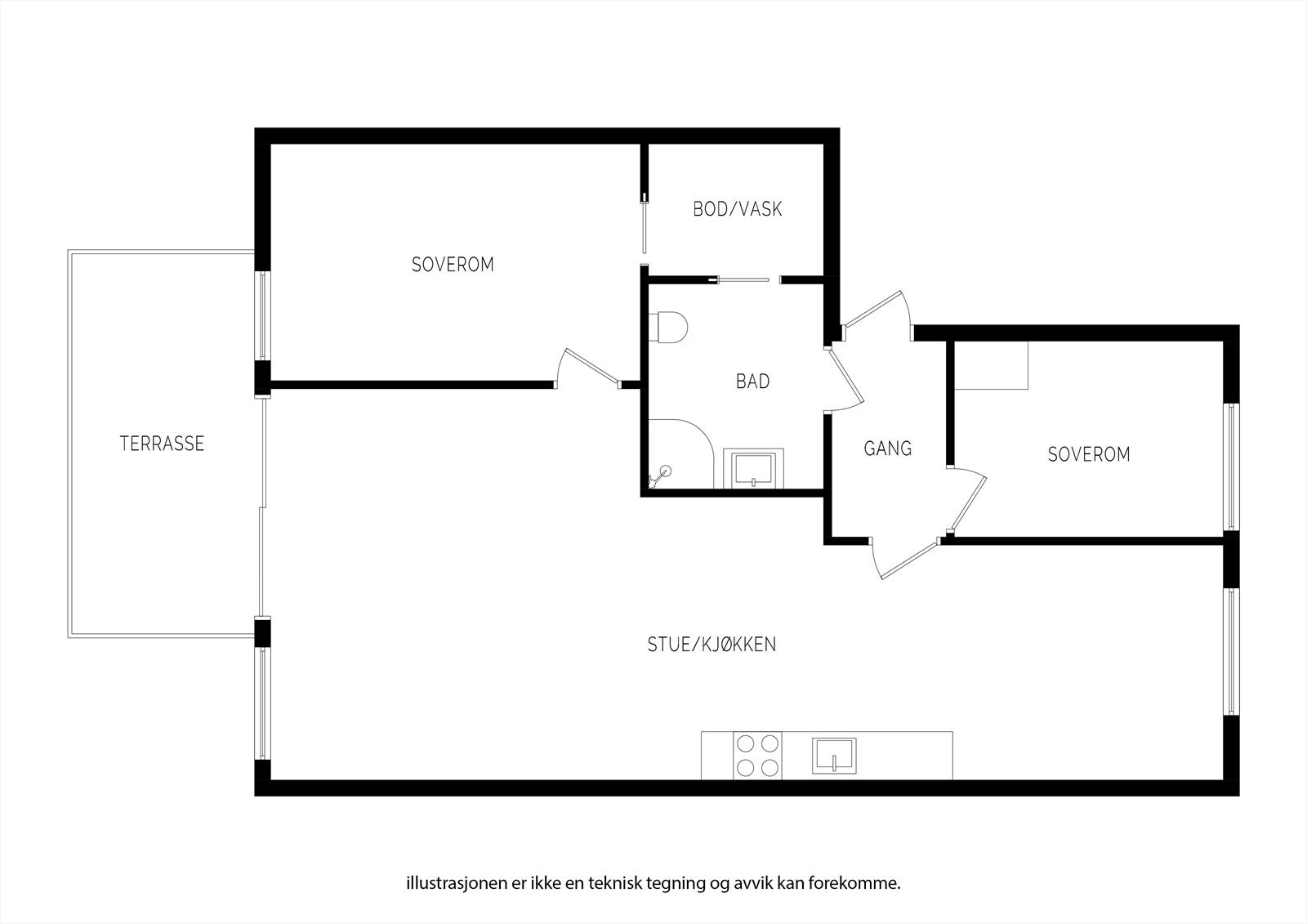 Leitevegen 1A - Plantegning tredje etasje. Galleribilde