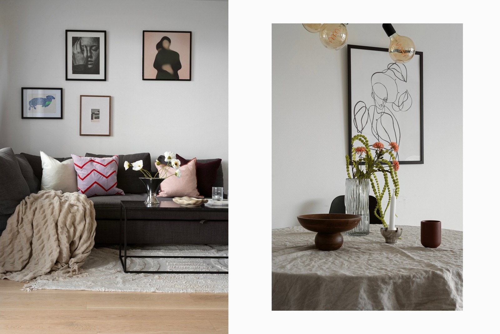 Leiligheten har en god planløsning som legger til rette for det sosiale, med generøs takhøyde og store vindusflater.