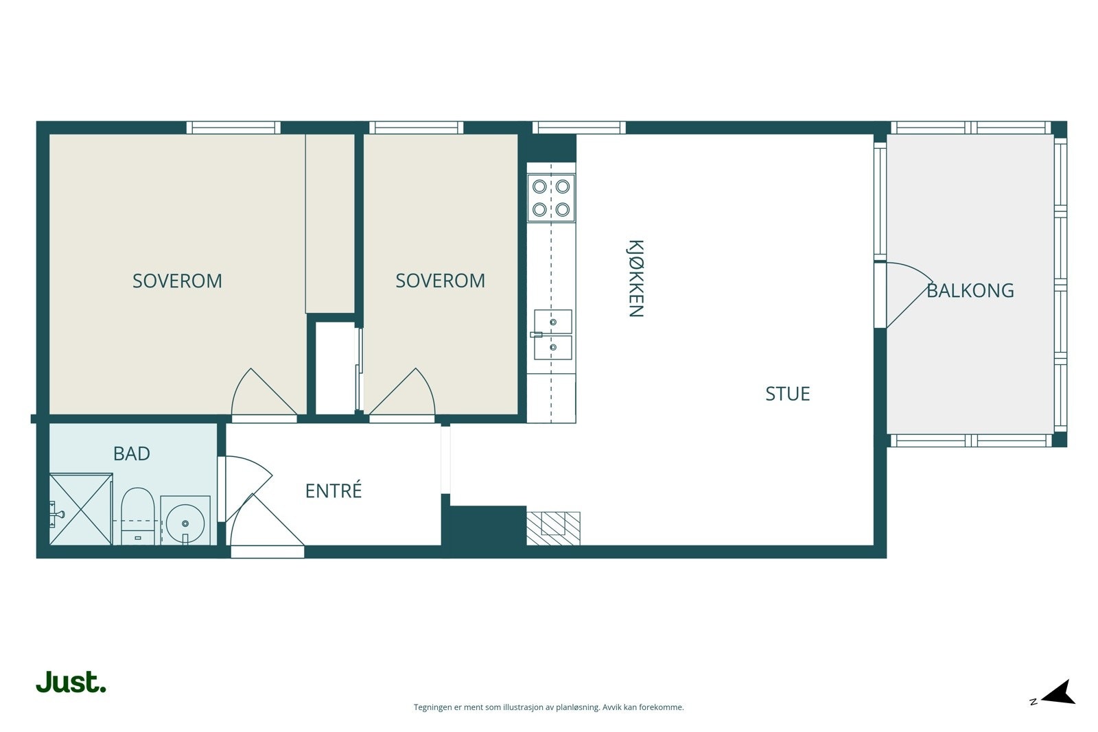 Alternativ planskisse, ikke godkjent soverom 2.