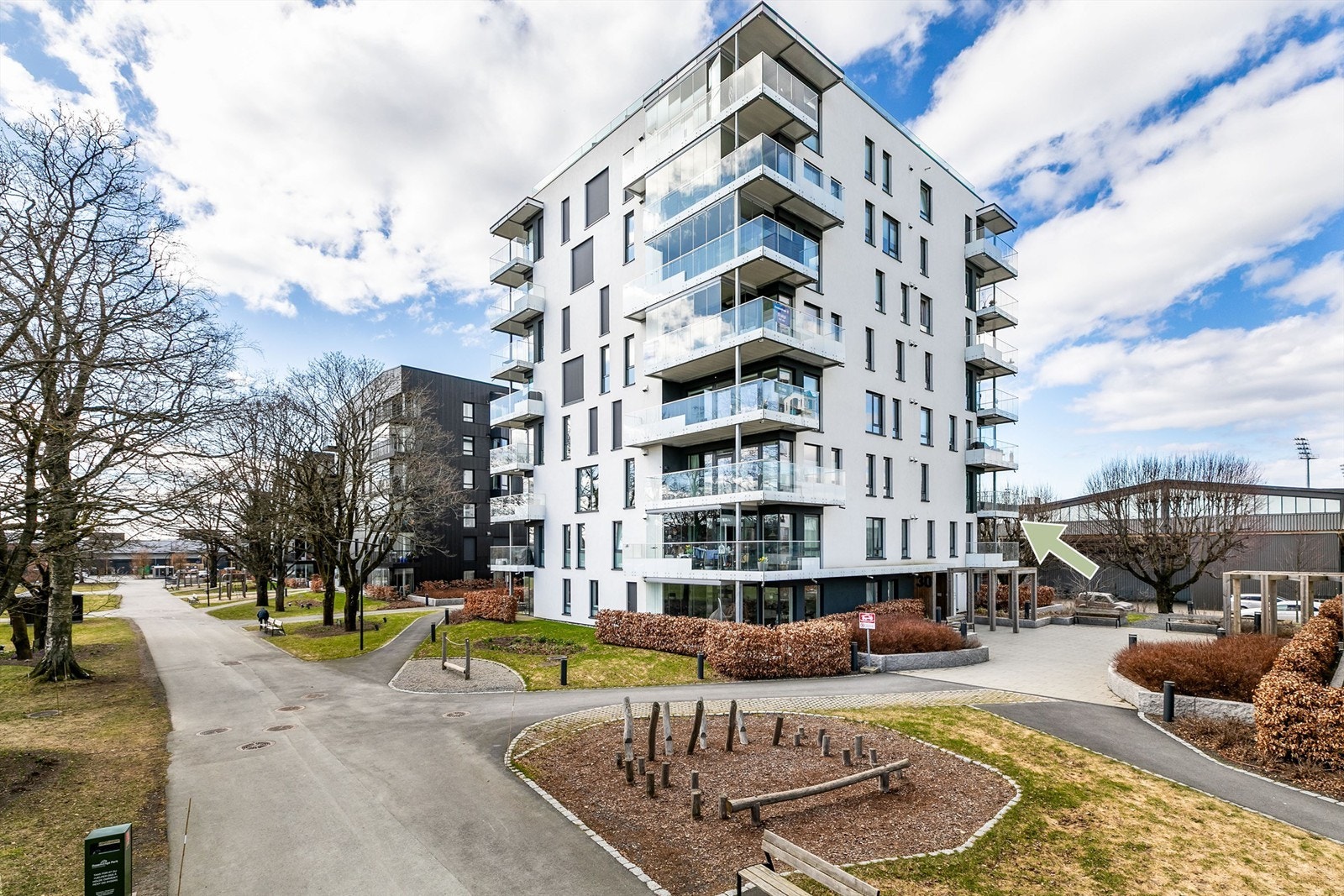 Leiligheten ble ferdigstilt i 2021 og inngår i nordvestre hjørne av tredje etasje. Fotograf; Børge Oppegård. Galleribilde