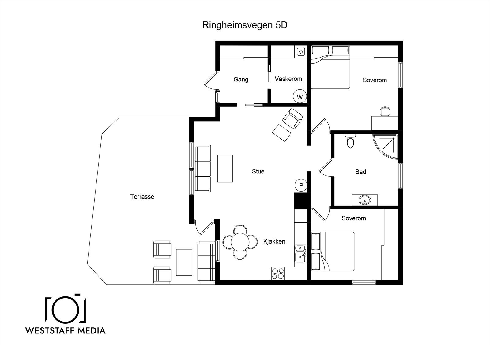 Planskisse. Leiligheten har en god planløsning. Galleribilde