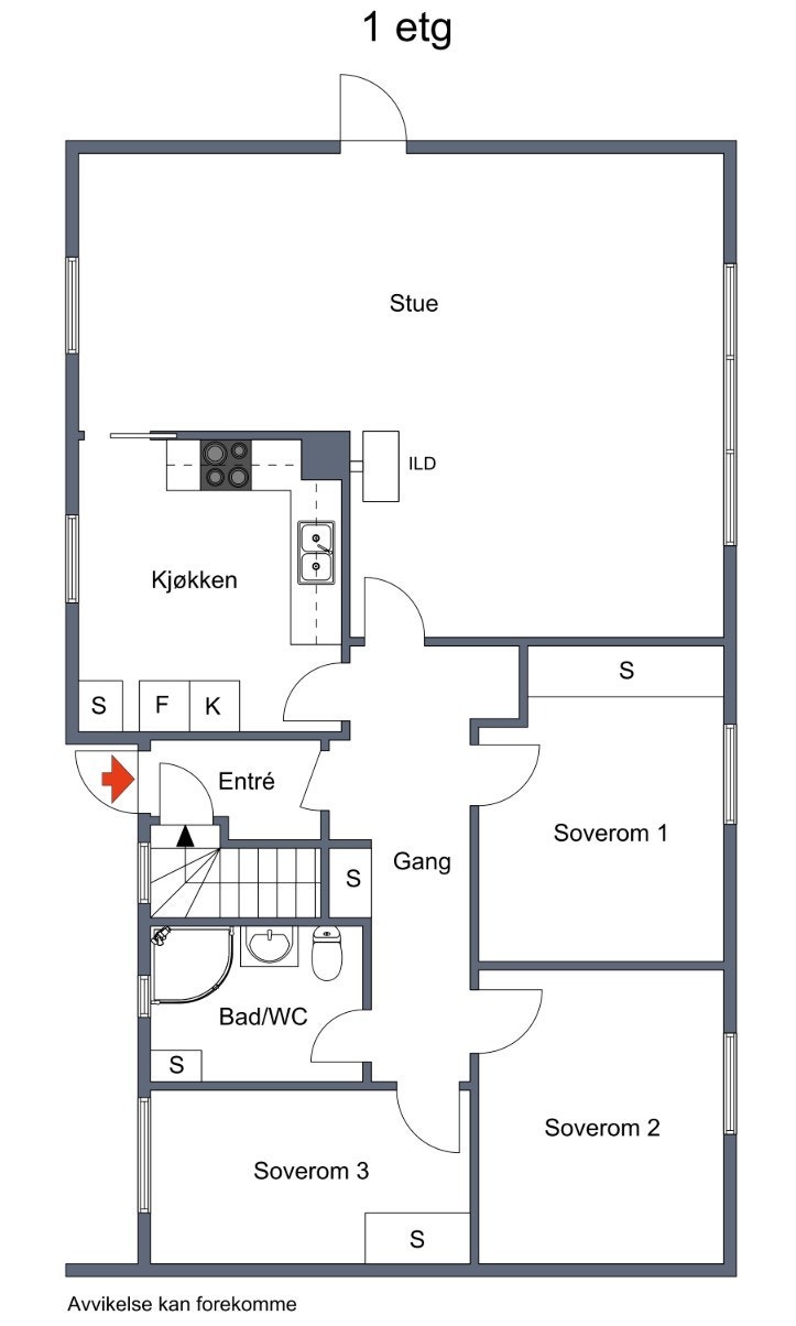 Planløsning, hovedetasje Galleribilde