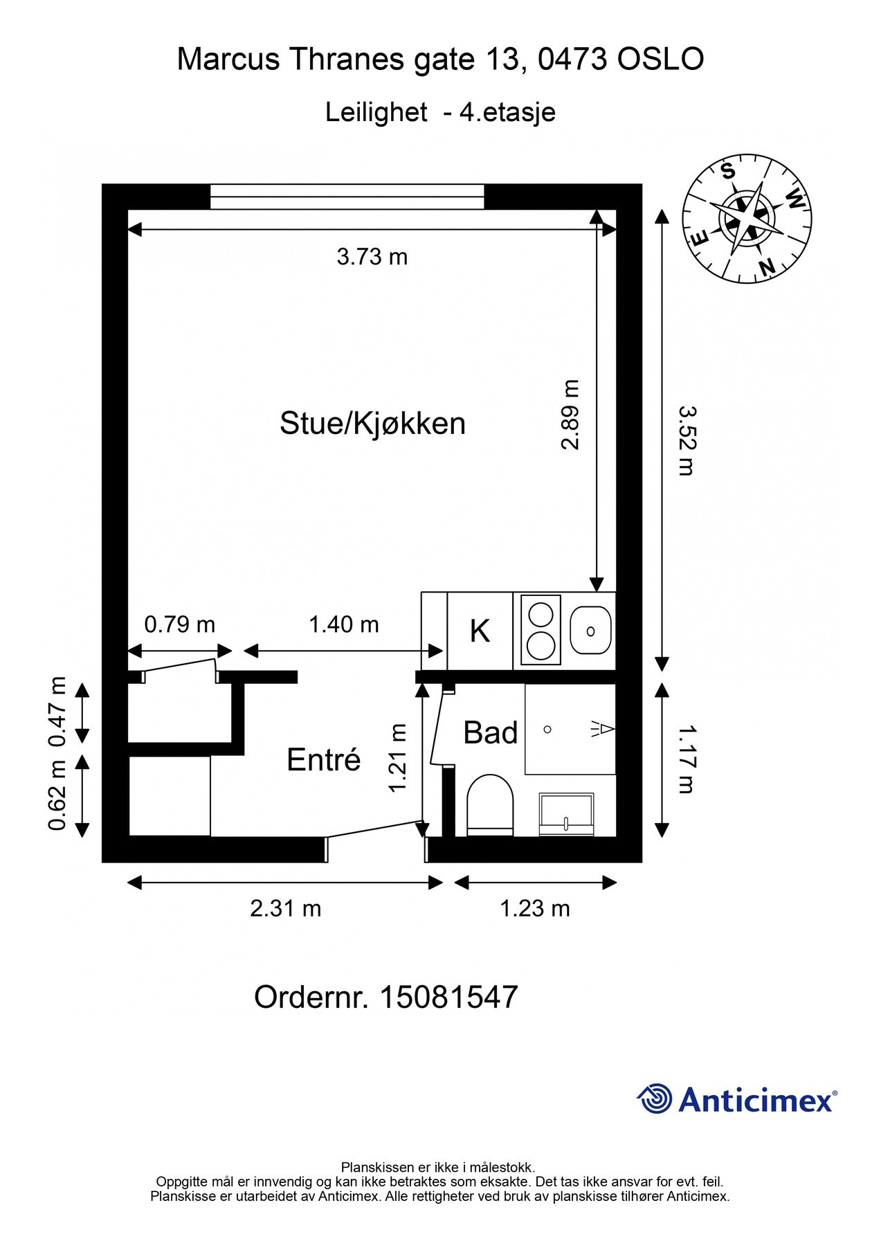 Plantegning. Det medfølger i tillegg en ekstern bod i fellesareal. Galleribilde