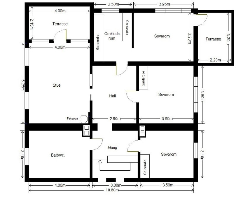 Planskisse over eiendommens 2. etasje. Galleribilde