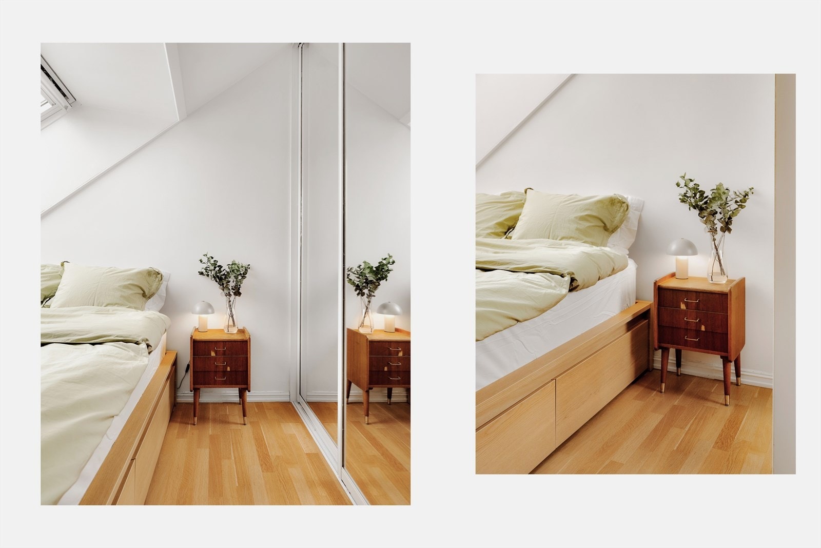Soverom nummer en har plassbygget garderobe med speilfronter. Galleribilde