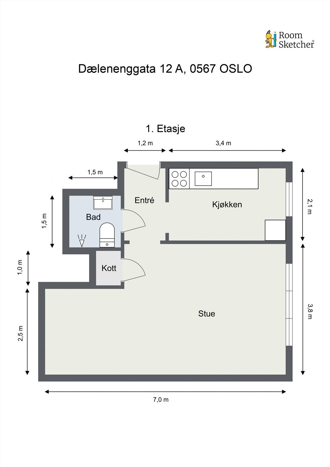 Leiligheten har også en bod på ca. 3 kvm på loft og en bod på ca. 2 kvm i kjeller Galleribilde