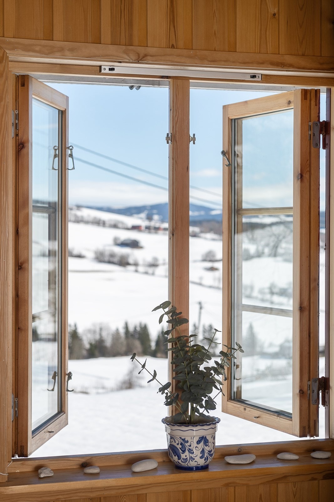 Vinduene rammer inn det vakre landskapet og slipper naturen inn. Galleribilde