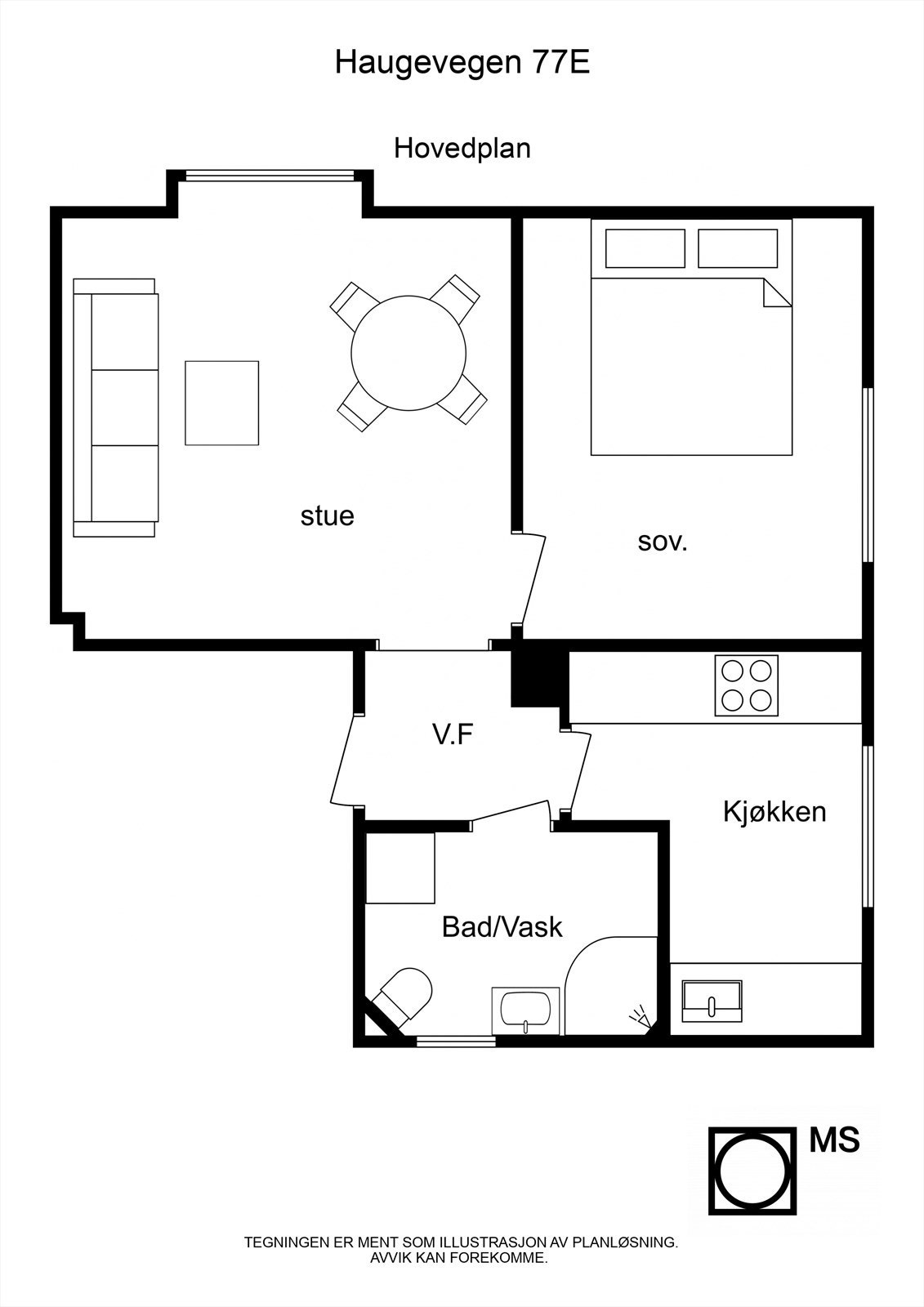 Floorplan letterhead - Haugevegen 77E - Hovedplan - 2D Floor Plan Galleribilde