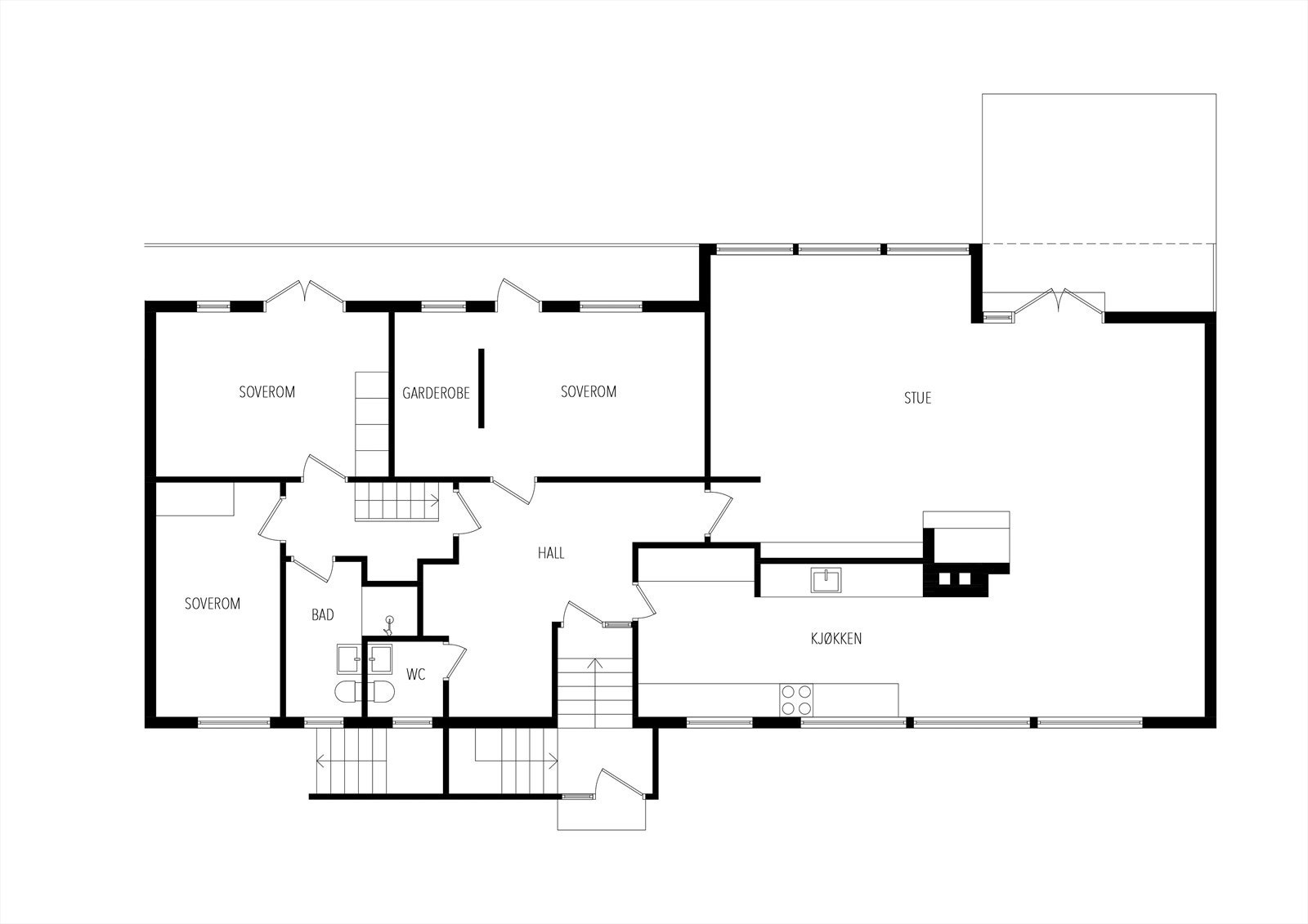 Plantegning 1. etasje Galleribilde