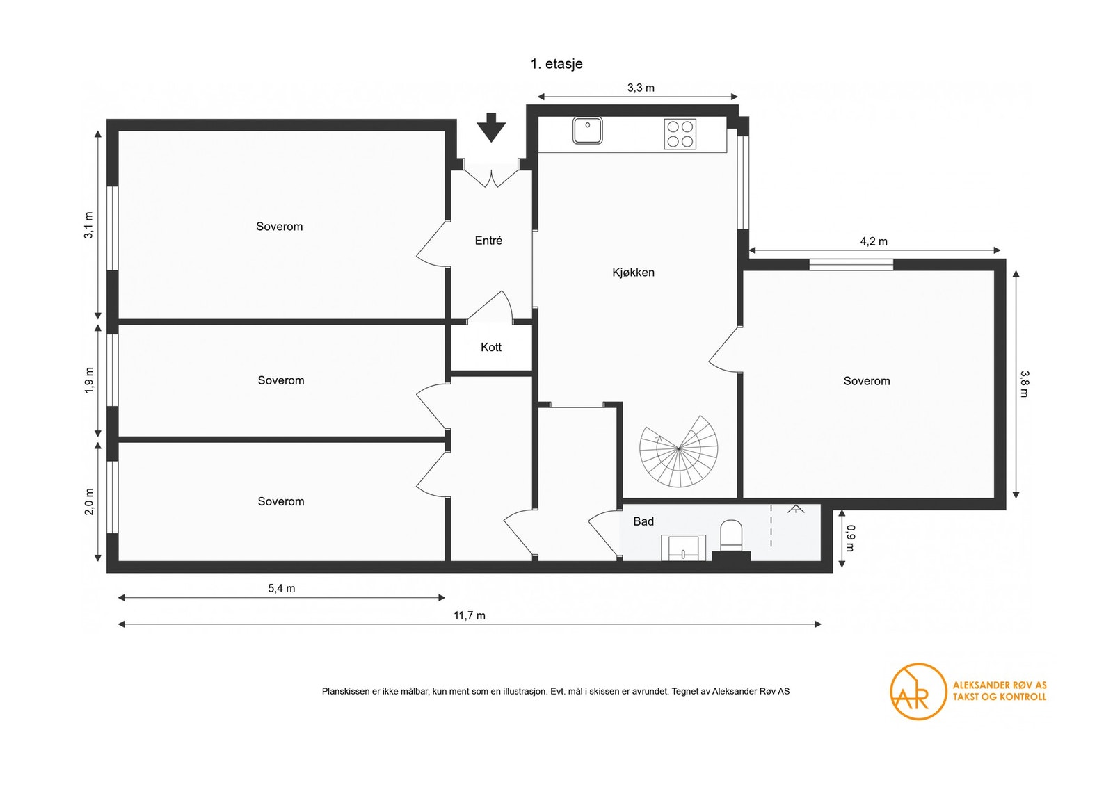 Plantegning 1. etasje Galleribilde
